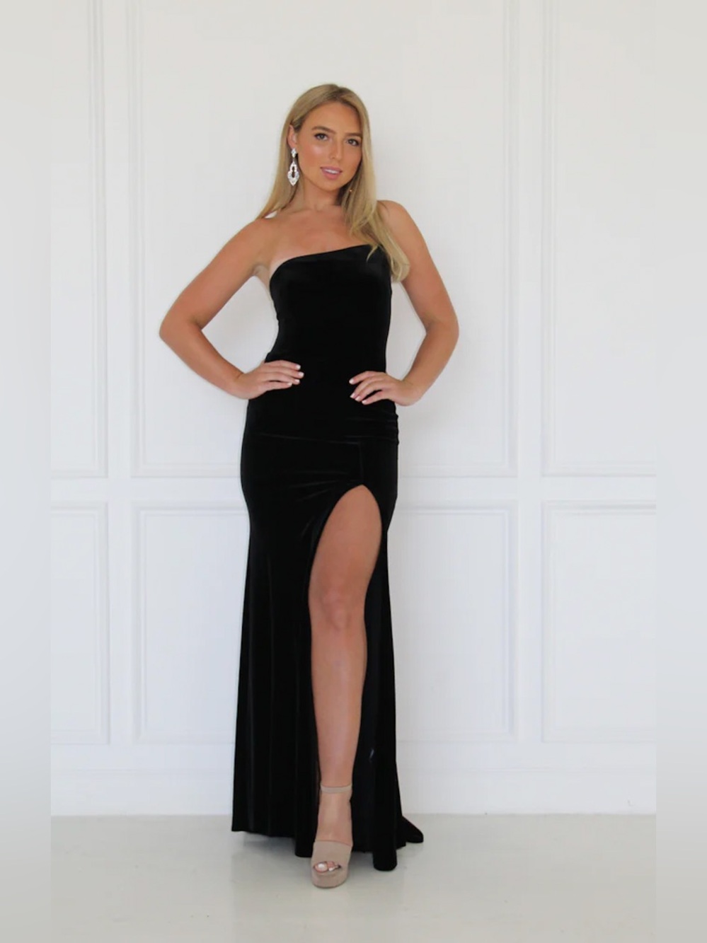 NWT Betsy and Adam Black Velvet Dress